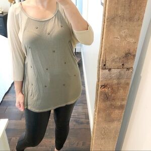 BOBEAU large military green star top